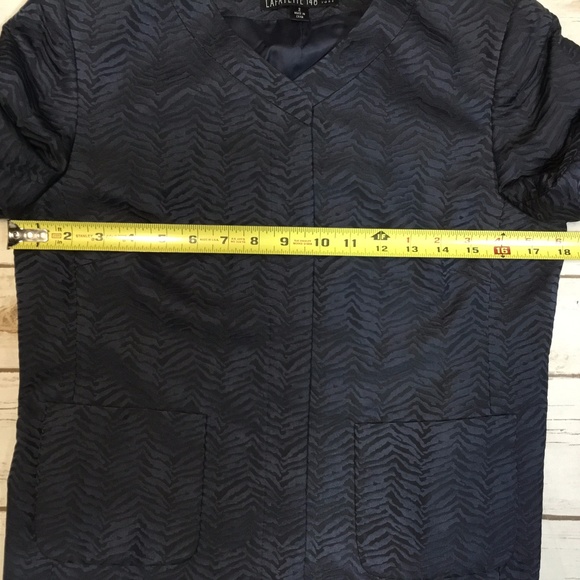 Lafayette 148 Blue Silk Blend Textured Crop Jacket - Picture 6 of 8